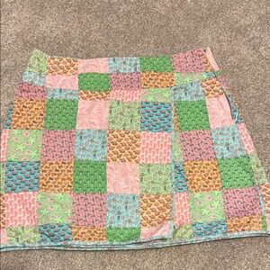 Vineyard Vines Pink and Green Patchwork Mini Skirt
